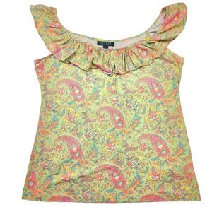 Lauren Ralph Lauren XL Ruffled Neck Sleeveless Tank Top Vacation Resort‎ Cruise